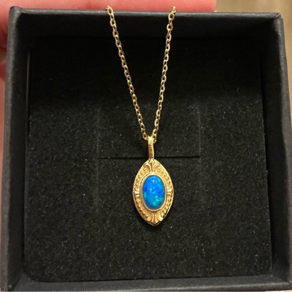 Fire Opal 925 Sterling Silver Gold Plated Pendant Necklace Opal Pendant